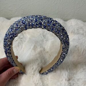 Elegant Silver and Blue Crystal Headband